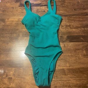 Green Ribbed One-Piece Swimsuit Size Small